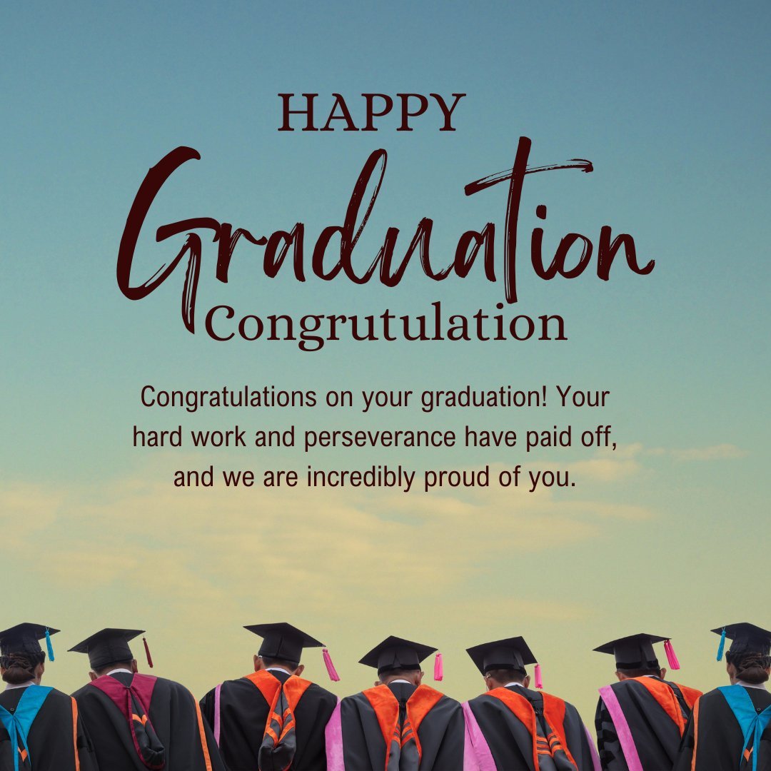 Graduation scene with graduates in caps and gowns under a clear sky, accompanied by a heartfelt congratulatory message celebrating a son's achievement, perfectly embodying graduation messages for son.