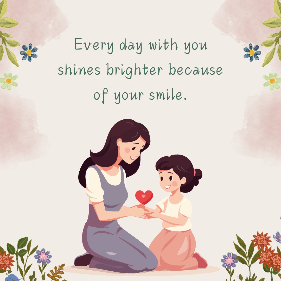 A tender moment between a mother and her young daughter sitting together in a garden, exchanging a heart-shaped token. The daughter, with a joyful smile, receives the heart from her mother, symbolizing the love and affection conveyed through sweet messages. The background is softly adorned with flowers and gentle watercolor hues, enhancing the warm and loving atmosphere.