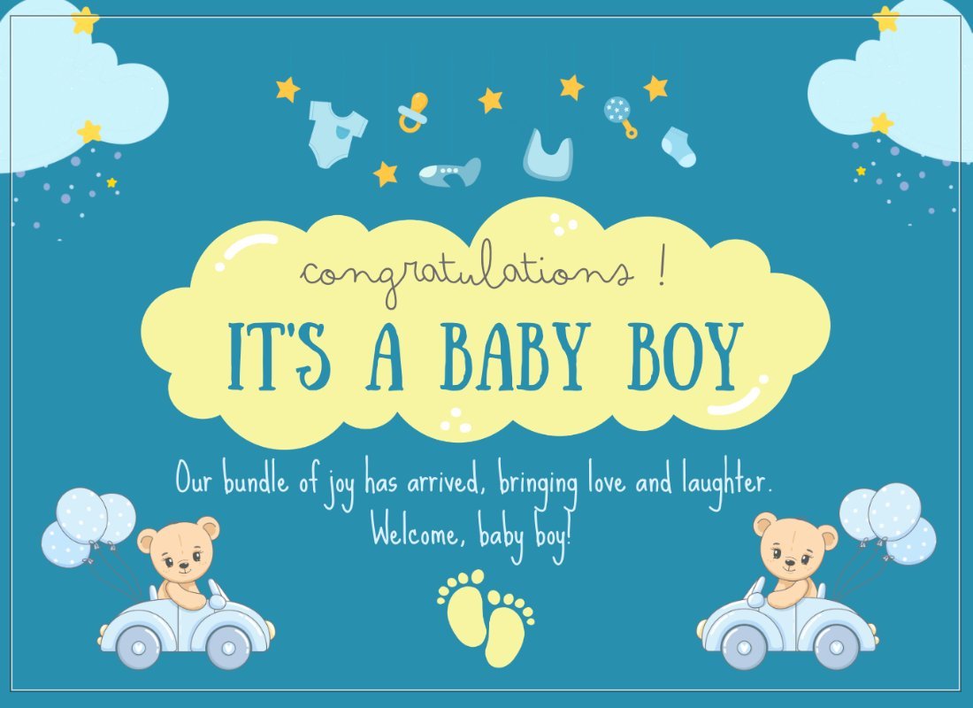 Birth Announcement Messages for Baby Boys